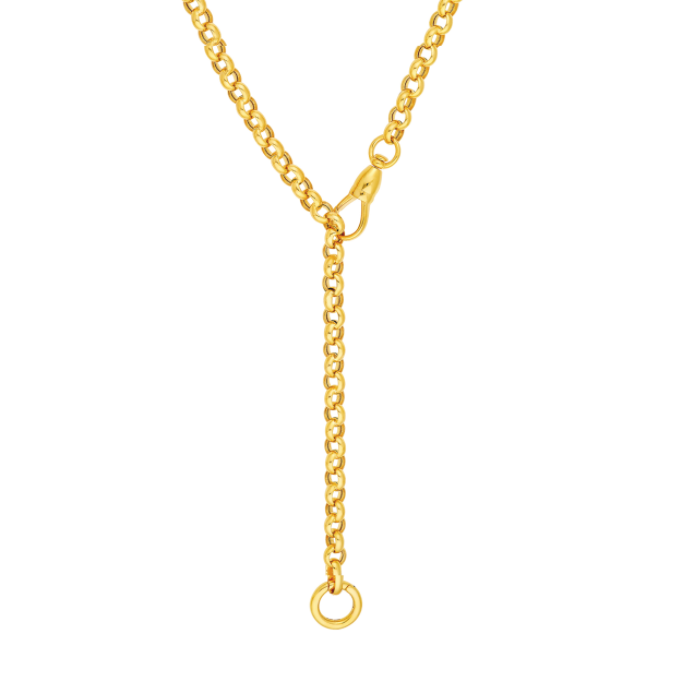14K Yellow Gold 5.20mm Rolo Link Push Lock Necklace