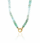 Aquamarine and Chalcedony Bead Strand Necklace