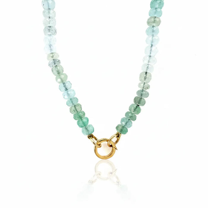 Aquamarine and Chalcedony Bead Strand Necklace