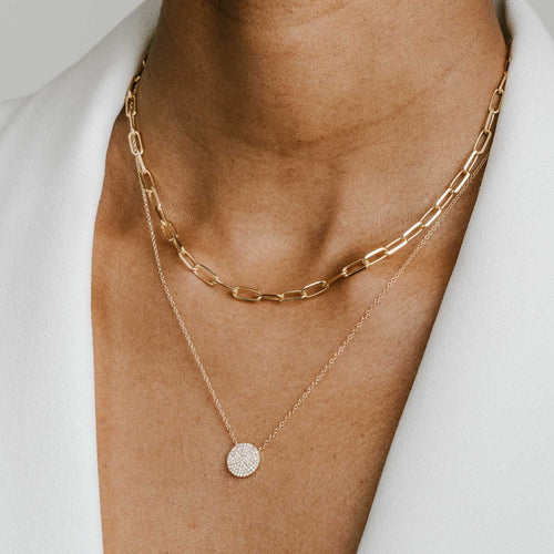 Pavé Disc Pendant Necklace Image 2