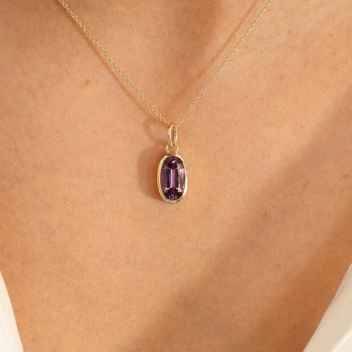 Amethyst Bezel Necklace Charm Image 2