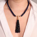 "Aguaviva" Tassel Pendant - Sapphires and White Diamonds
