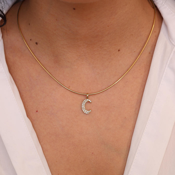 "Sanse" Pave Diamond Letter C Charm