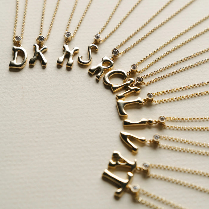 "Sanse" Small Letter and Diamond S Necklace