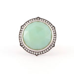 Chrysoprase & Diamond Halo Statement Ring