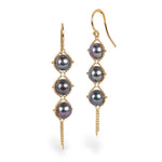 Textile Trio Earrings In Grey Akoya Pearl
