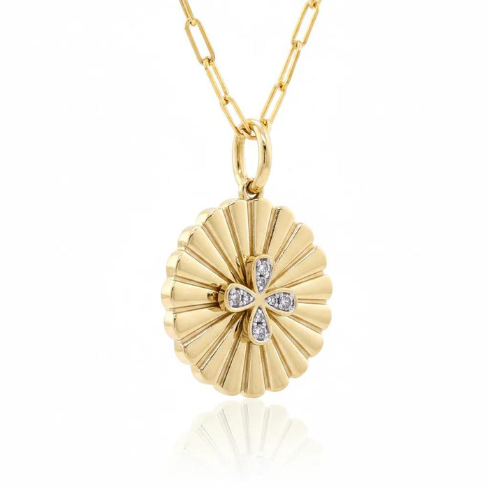 Pleated Diamond Clover Necklace