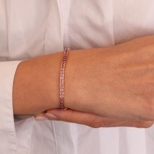 Pink Sapphire Tennis Bracelet Image 2