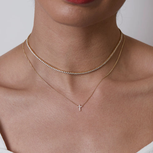 Tiny Cross Diamond Necklace Image 2