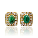 Emerald and Diamond Clip On Statement Earrings