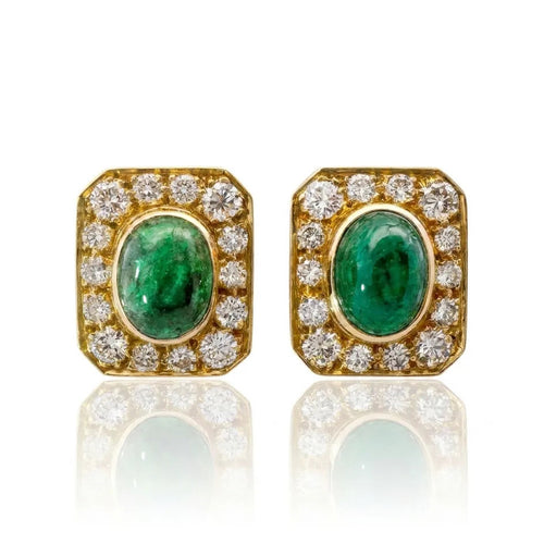 Emerald and Diamond Clip On Statement Earrings