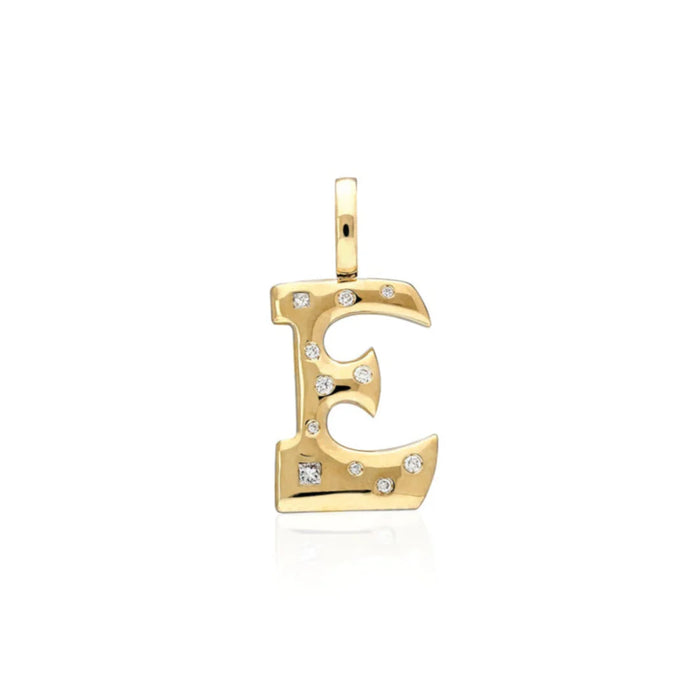 "Sanse" Large Diamond Letter E Pendant
