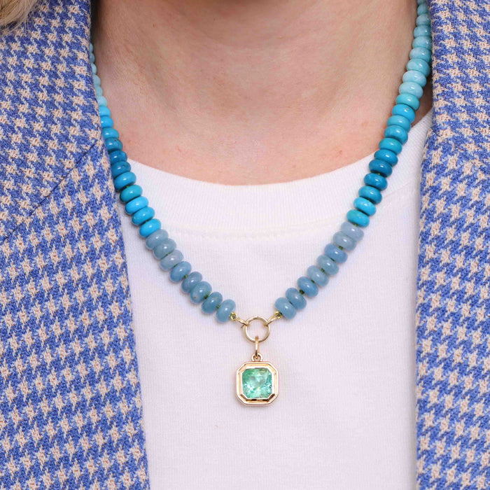Mixed Amazonite, Paraiba Quartz and Chrysoprase Bead Strand Necklace