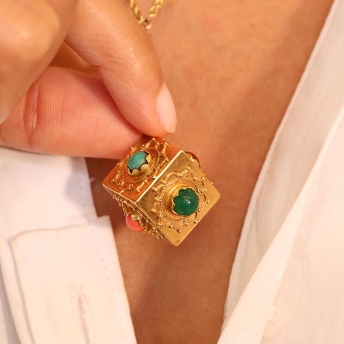 Box Charm with Cabochon Gemstones Image 2
