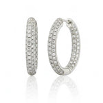 Pave Diamond Oval Hoop Earrings