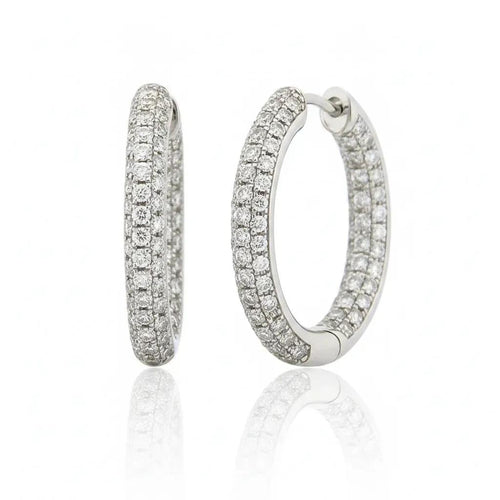 Pave Diamond Oval Hoop Earrings