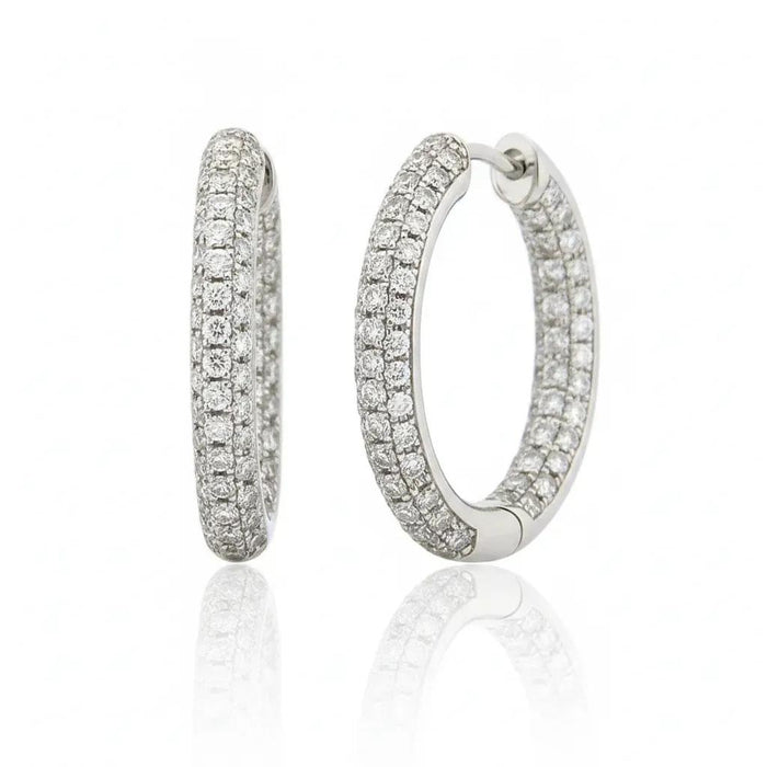 Pave Diamond Oval Hoop Earrings