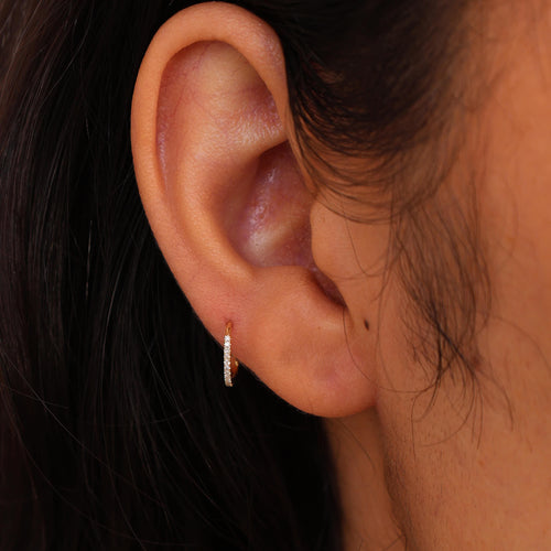 Petite Diamond Huggie Earrings Image 2