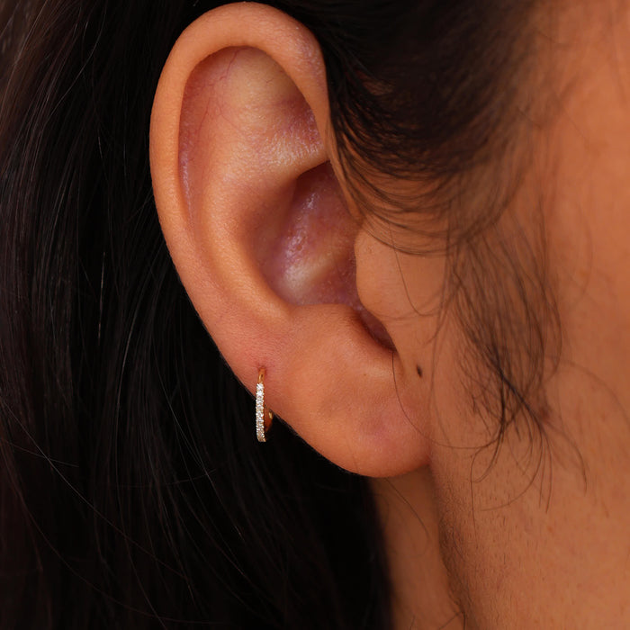 Petite Diamond Huggie Earrings