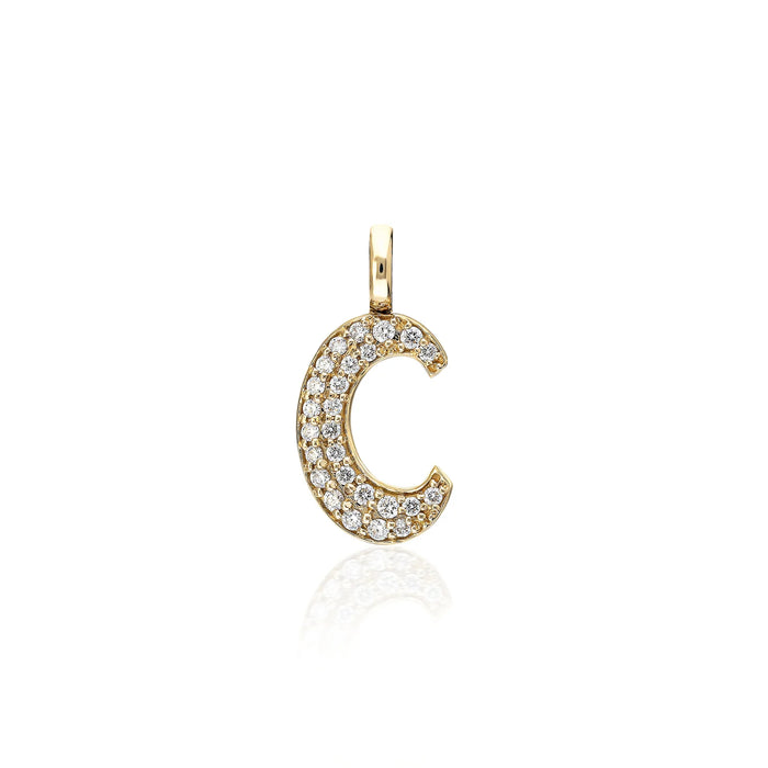 "Sanse" Pave Diamond Letter C Charm
