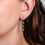 Textile Trio Earrings In Grey Akoya Pearl
