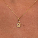 Diamond Padlock Charm Necklace