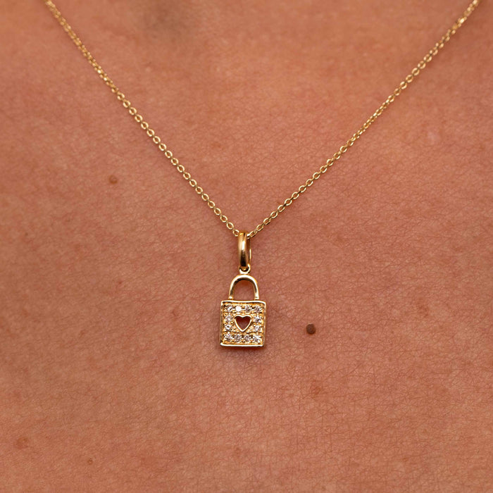 Diamond Padlock Charm Necklace