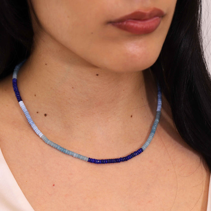 Mixed Lapis, Opal and Quartz Bead Strand Necklace