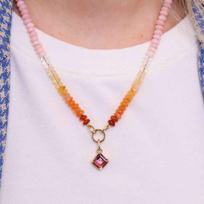 Mixed Orange Opal Bead Strand Necklace