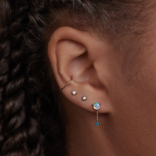 Large Two-Step Chain Stud Earrings Image 2