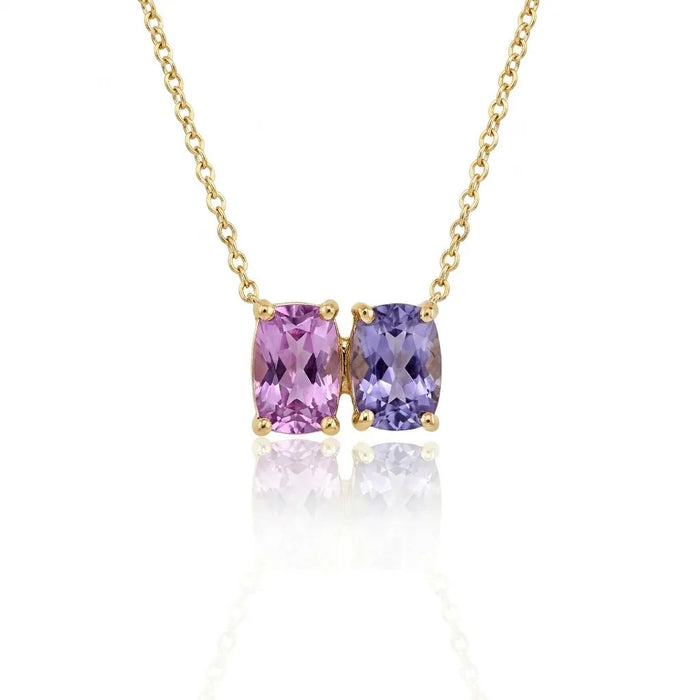 Lavender & Violet Sapphire Toi et Moi Pendant
