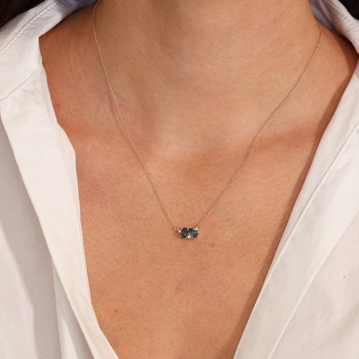 Montana Sapphire and Diamond Pendant Necklace