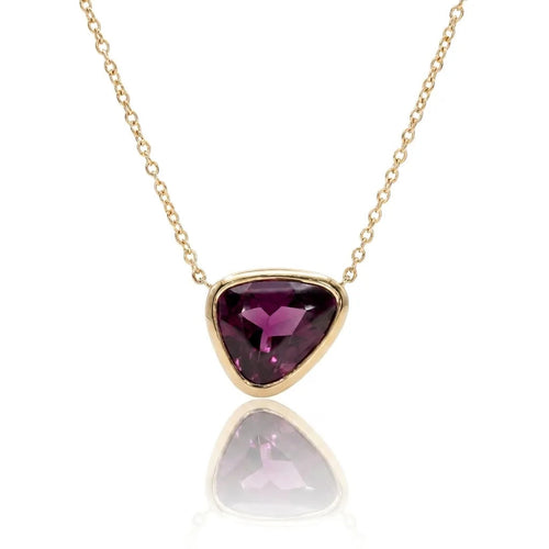 Rhodolite Garnet Bezel Pendant Necklace