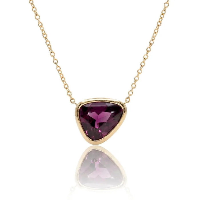 Rhodolite Garnet Bezel Pendant Necklace