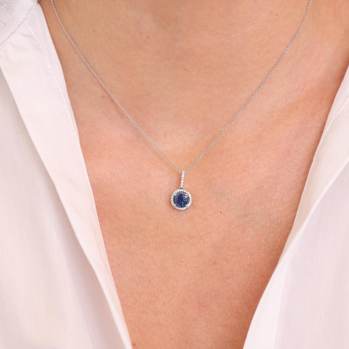 Sapphire and Diamond Pendant Necklace Image 2