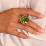 Peridot and Diamond Cocktail Ring