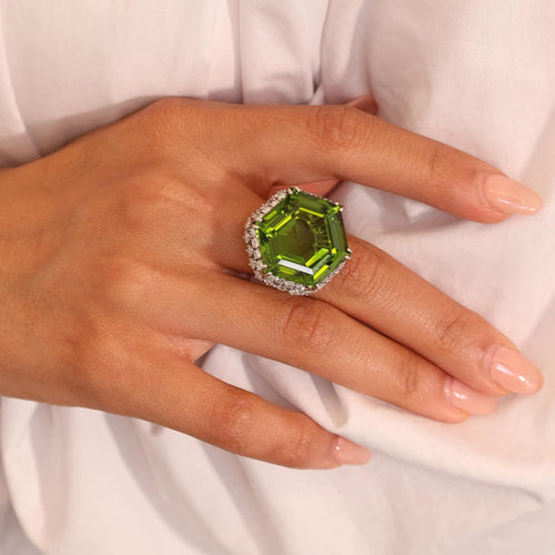 Peridot and Diamond Cocktail Ring Image 2