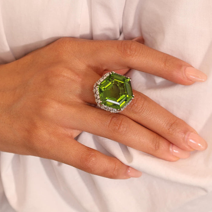 Peridot and Diamond Cocktail Ring