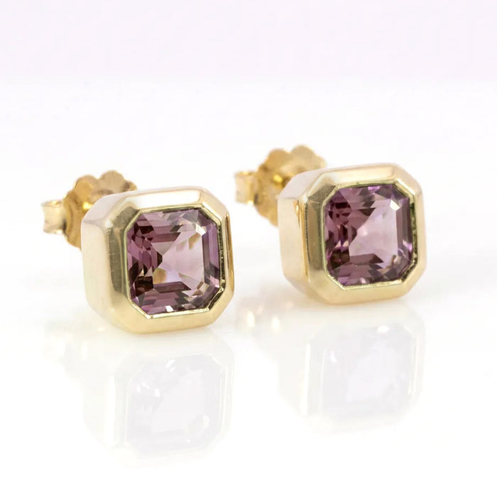 Malaya Garnet Bezel Stud Earrings