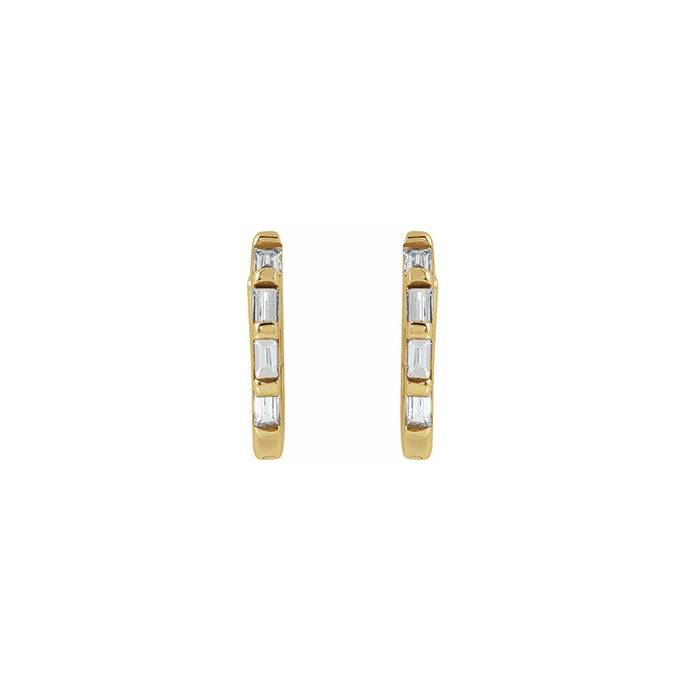 Diamond Baguette Huggies