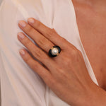 Pearl, Black Onyx and Diamond Cocktail Ring