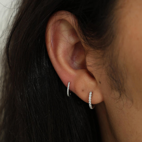 Diamond Reversible Huggie Earrings Image 2