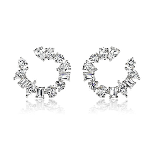 Mixed Diamond Fan Earrings