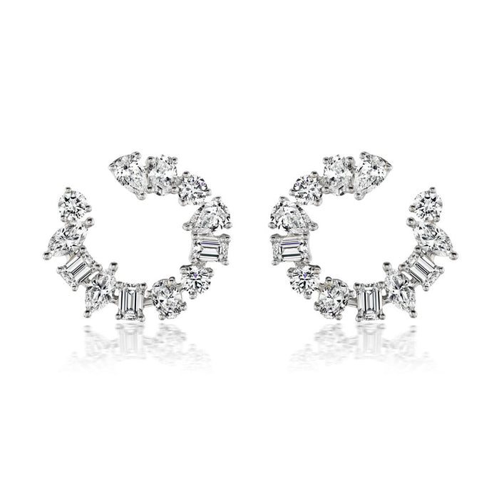 Mixed Diamond Fan Earrings