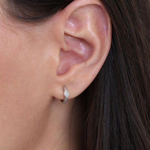 Marquise Bezel Diamond Hoops Image 2