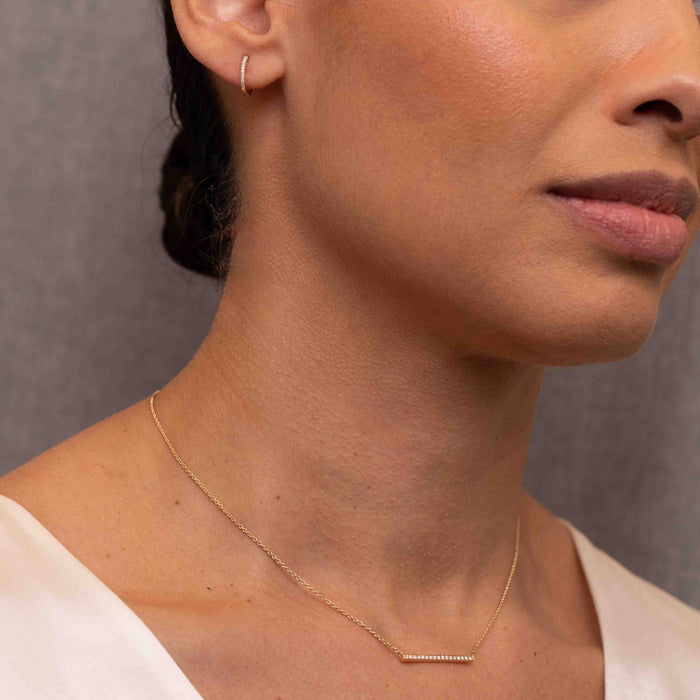 Diamond Bar Necklace & Pave Earrings Gift Set