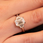 Grand 3.01ct Lab Emerald Cut Diamond Flush-Fit Three Stone Diamond Engagement Ring
