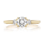 Petite Elizabeth 0.70ct Round Cut Diamond Three Stone Engagement Ring