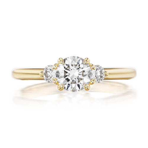 Petite Elizabeth 0.70ct Round Cut Diamond Three Stone Engagement Ring