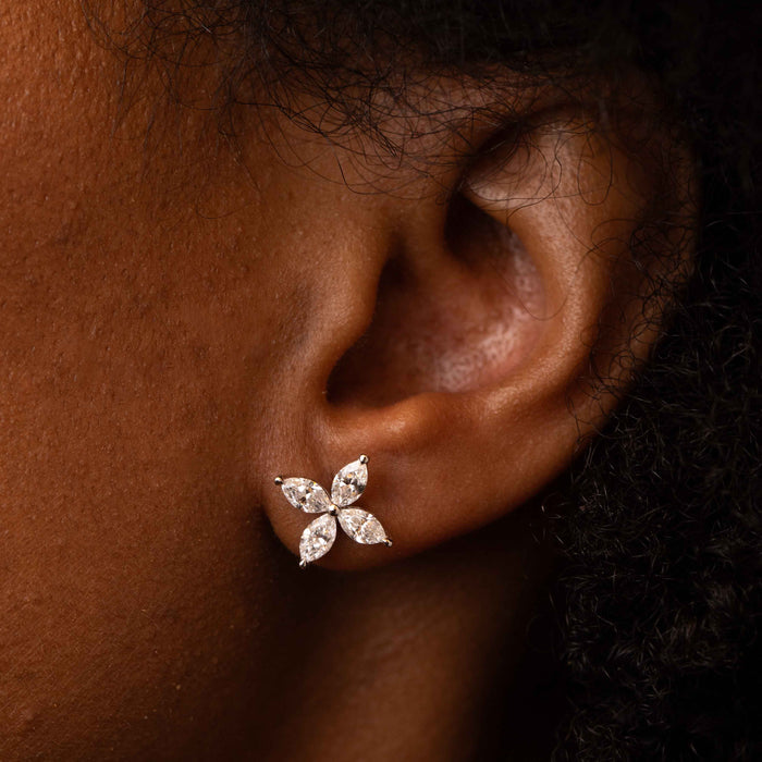 Flower Diamond Stud Earrings